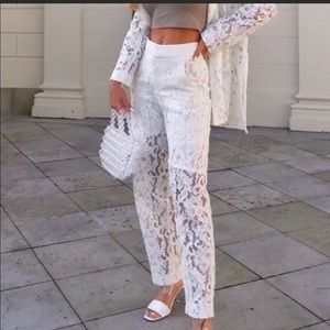ZARA white lace pants